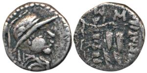 Indo-Greek, Baktria, Eukratides I (c. 171-145 BC), Silver Obol, 0.74g, helmeted, diademed 