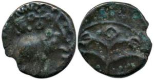 Satavahanas, Satakarni I (1st century BC), Potin, 4.2g, an elephant walking to right with 