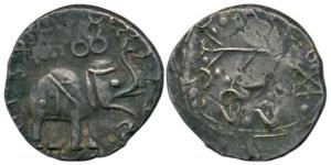 Satavahanas, Kochhiputa Siri Satakani, Silver Karshapana, 5.99g, Nasik elephant type, doub