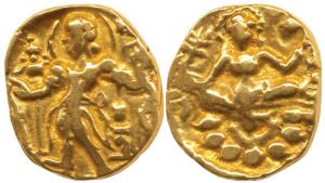 Guptas, Chandragupta II (AD 380-413), Gold Dinar, 7.7g, Archer type, obv. king nimbate, st