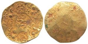 Chalukyas of Kalyan, Gold Pagoda, 3.73g, obv. garuda running to right with upraised right 