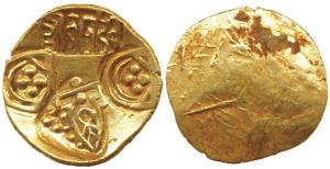 Paramaras of Vidarbha, Jagadeva (c. 12th century AD), Gold, 3.66g, obv. punches of a templ