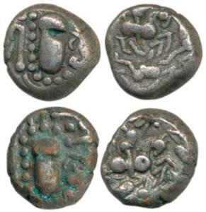 Paramaras of Malwa (c. AD 1200), Gadhiyya Derivative coinage, Silver Dramma (2), 1.45g, ob
