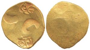 Feudatories of Chalukyas of Kalyani, Unattributed Gold punch marked, 3.60g, punches of Sha