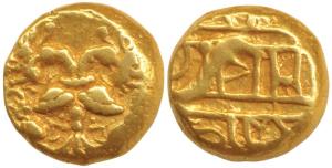 Vijayanagar Empire, Achyuta Deva Raya (1529-1542 AD), Gold Pagoda, 3.4g, two headed mythic