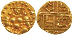 Nayakas of Chitradurga, Gold Durgi Pagoda, 3.31g, in the name of Krishna Deva Raya, obv. s