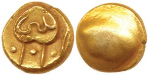 Anonymous, Hudki Gold Pagoda, 3.3g, obv. a boat like uncertain symbol, legend Ali on obv. 