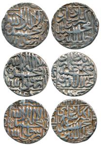 Akbar, Silver Rupee (3), the first Agra, the other two mint off flan, Kalima type, AH 976,