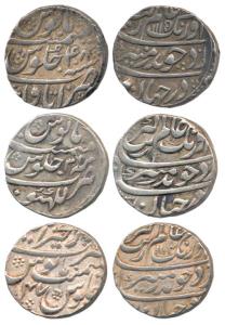 Aurangzeb, Silver Rupee (3), Dar ul-Kher Ajmer Mint, AH 1114/47; Itawa Mint, AH 1115-48; L
