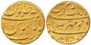 Aurangzeb, Gold Mohur, 11.02g, Surat Mint, date off flan. Very Fine.