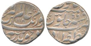 Aurangzeb, Silver Rupee, 11.44g, Zafarabad Mint, AH 1118/50, complete mint name at bottom 