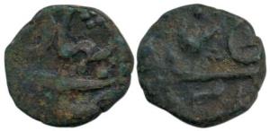 Farrukhsiyar (AH 1124-1131, AD 1712-1719), Copper Dam, Bahadurgarh Mint. Fine, Rare.