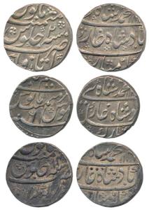 Muhammad Shah, Silver Rupee (3), Kora Mint, AH 114x/14; Azimabad Mint, AH 113x/6; Itawa Mi