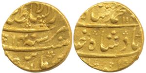 Muhammad Shah, Gold Mohur, 10.93g, Dar us-Sultanate Lahore Mint, AH 114x/14 (KM 438.15). V