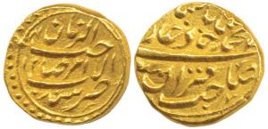 Muhammad Shah, Gold ½ Mohur, 5.47g, Sind Mint, RY 12 (KM D438.2). Extremely Fine, Extremel