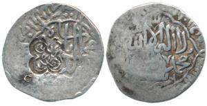 Babur, Silver Shahrukhi, stylization that of Agra Mint, name of the ruler in ten pointed c