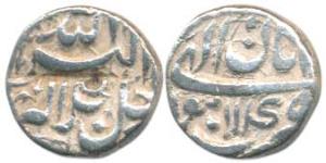 Akbar, Silver ¼ Rupee, 2.74g, Lahore Mint, Ilahi type, Month Aban, Year 49. Very Fine+, Ra