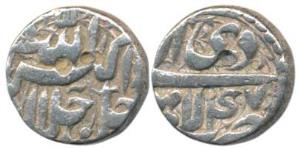 Akbar, Silver ½ Rupee, Lahore Mint, Ilahi type, Month Di, Year 47. Very Fine, Scarce.