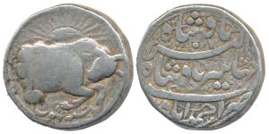 Jahangir, Silver Zodiac Rupee, Taurus Sign, Ahmedabad Mint, AH 1027/13 (KM 150.5). Very Fi