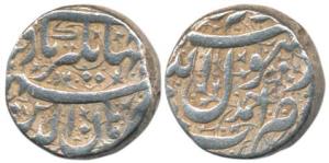 Jahangir, Silver Rupee, Ahmednagar Mint, Kalima on rev., name of Jahangir spelled as Burha