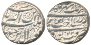 Jahangir, Silver Heavy Rupee, 13.6g, 20% overweight, Qandhar Mint, Sakhat i Noorani couple