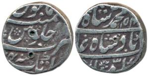 Muhammad Shah (AH 1131-1161, 1719-1748 AD), Silver Rupee, Atak Mint, AH 1154/24, complete 