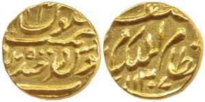 Mir Mahbub Ali Khan II, Gold ¼ Ashrafi, 2.72g, Farkhanda Bunyad Hyderabad Mint, AH 1307/23