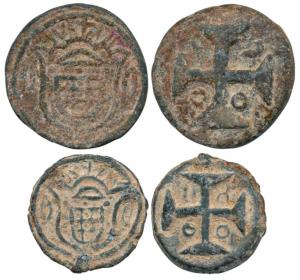 Diu, Lead 10 and 20 Bazarucos, 1800 AD, date at an angle within cross (KM 27 &47). Very Fi