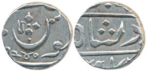 Poona Mint, Silver ½ Rupee, 5.58g, Ankushi type, in the name of Shah Ali Gohar, Fasli date