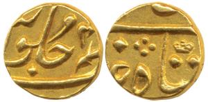 Gold 1/3 Mohur or Panchia, struck at the Bombay Mint, (circa 1803-24 AD), in the name of S