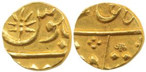 Gold 1/3 Mohur or Panchia, struck at the Bombay Mint, (circa 1803-24 AD), in the name of S