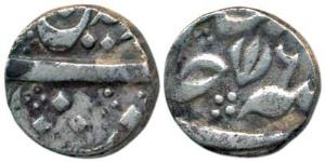 Arkat Mint, Silver ½ Rupee, 5.57g, in the name of Alamgir II, frozen RY 6, lotus as mint m