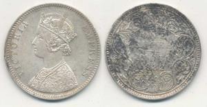 William IV, Silver Rupee, 1835, ’F’ incuse, A/II / 19 Berries, Two leaves. Extremely Fine.