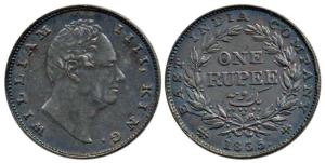 William IV, Silver Rupee, 1835, B/II / 20 Berries. About Extremely Fine.