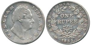 William IV, Silver Rupee, 1835, B/II / 20 Berries. Fine.