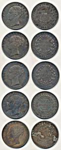 Victoria Queen, Silver Rupee, 1840, continuous legend, English Head/19 Berries. Nice even 