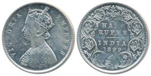 Victoria Empress, Silver ½ Rupee, 1899, A/I / ’B’ incuse. Fine+.