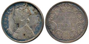 Victoria Empress, Silver ½ Rupee, 1899, A/I / ’B’ incuse. Extremely Fine.
