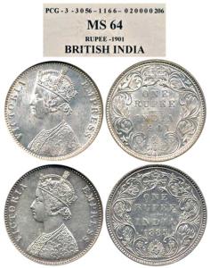 Victoria Empress, Silver Rupee, 1885, 1901. Extremely Fine.