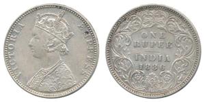 Victoria Empress, Silver Rupee, 1886, C2 / I / ’B’ incuse, Here ’B’ incuse is broken & see