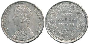 Victoria Empress, Silver Rupee, 1897, Calcutta Mint, C3 / I / ’C’ incused. Very Fine+, Rar