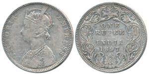 Victoria Empress, Silver Rupee, 1897, Bombay Mint, C2 / I / ’B’ incused. Fine+, Rare.