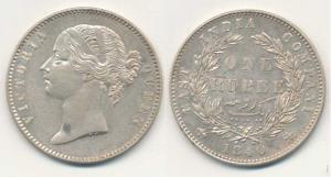 Victoria Queen, Silver Rupee, 1840, divided legend, WW raised, 28 Berries. Fine+ to Very F