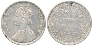 Victoria Queen, Silver Rupee, 1862, Calcutta Mint, B / III, (Pr 60). About Extremely Fine,