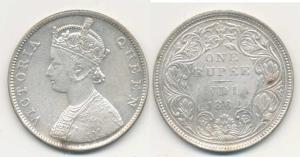 Victoria Queen, Silver Rupee, 1862, Bombay Mint, B / II / 1 / 0 dots, (Pr 69). About Extre