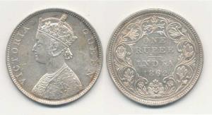 Victoria Queen, Silver Rupee, 1862, Bombay Mint, B / II / 2 / 0 dots, (Pr 71). Uncirculate