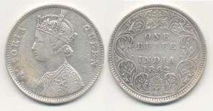 Victoria Queen, Silver Rupee, 1862, Bombay Mint, A / I / 0 / 4 dots, (Pr 78). Very Fine, R