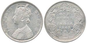 Victoria Queen, Silver Rupee, 1862, Bombay Mint, B / I / 0 / 4 dots, (Pr 80). Very Fine+ R