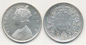 Victoria Queen, Silver Rupee, 1862, Bombay Mint, B / II / 0 / 4dots, (Pr 81). Uncirculated