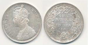 Victoria Queen, Silver Rupee, 1862, Bombay Mint, A / II / 0 / 5dots, (Pr 85). About Extrem